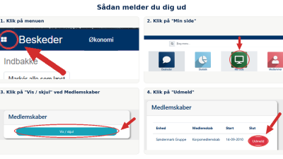 Eksempel af hvordan man melder sig ud af gruppen.